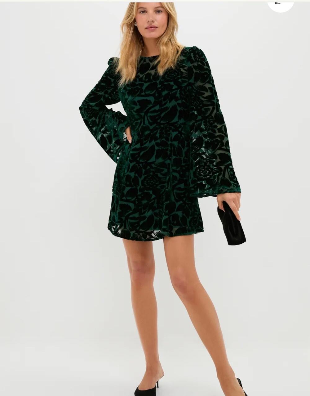 Tuckernuck Hyacinth House Emerald Green Burnout Velvet Oaklynn Mini Dress
